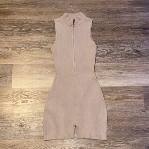 Fashion Nova Sleeveless Tan Romper